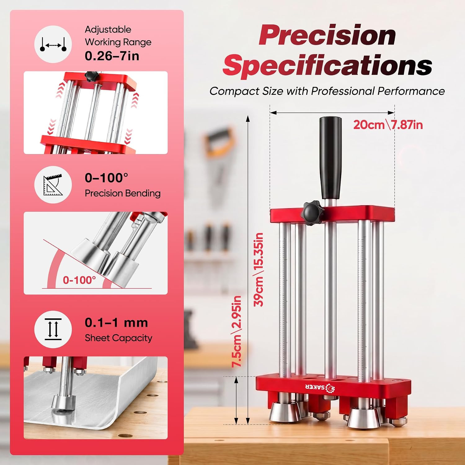2 Station Sheet Metal Bender, Portable Sheet Metal Roller Tool | 0-100° Bending