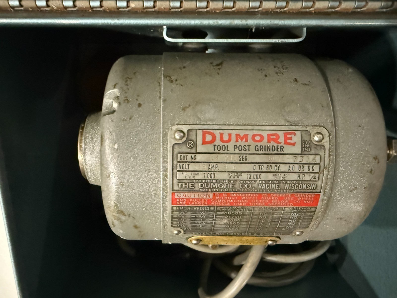 DuMore Du More 1/4 HP Tool Post Grinder No. 44