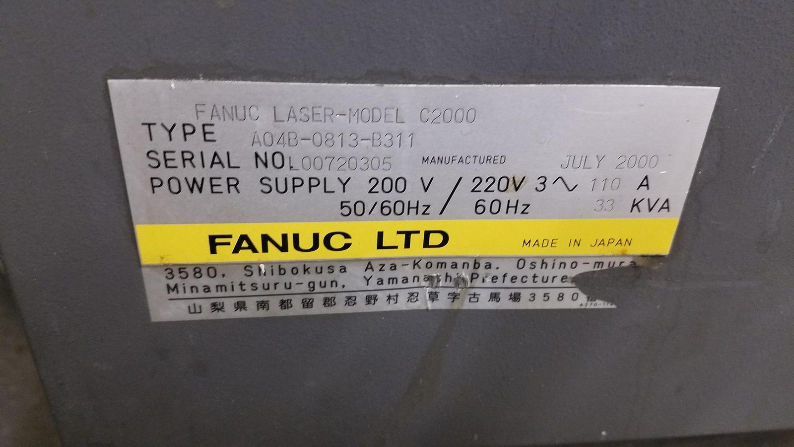 GE FANUC LVD C2000 Co2 LASER Cutting Drilling Metal Low Hours!