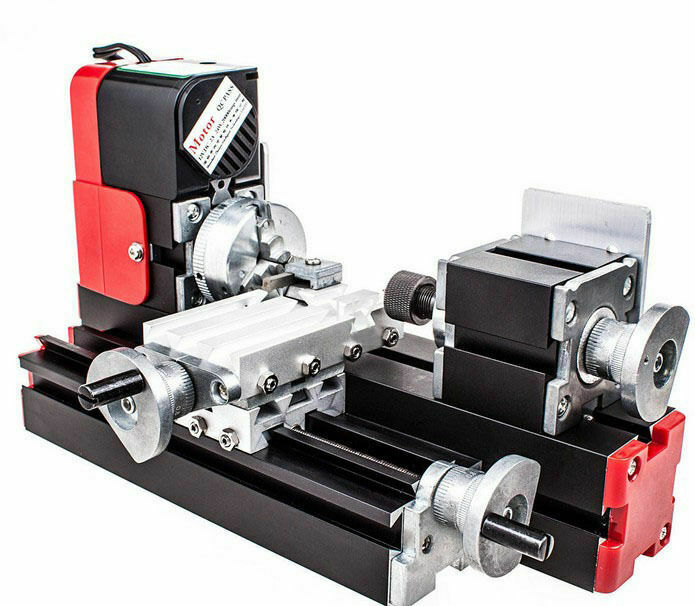Mini Metal Lathe Machine 12V 24W Motorized Metalworking DIY Lathe 20000 Rev/min