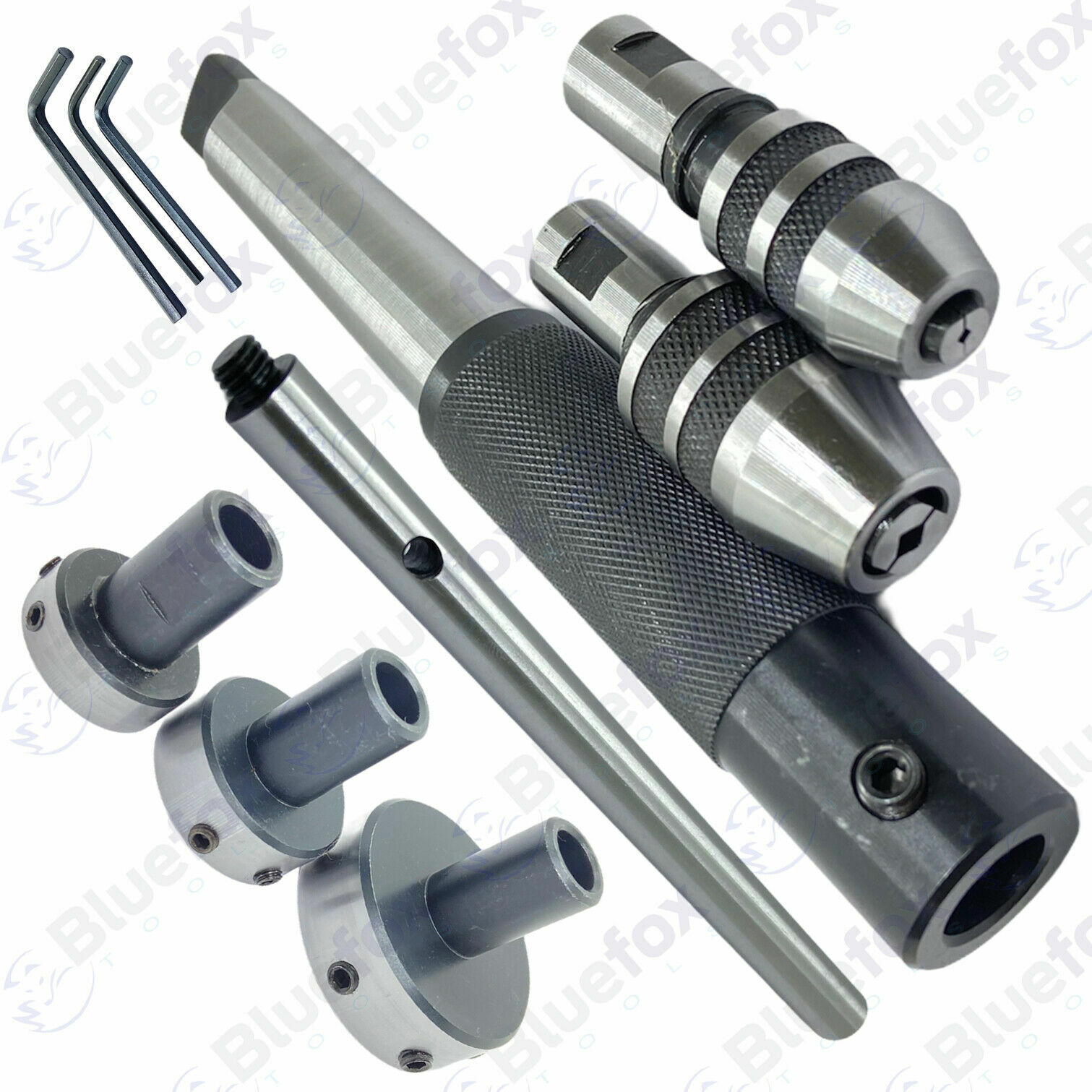 Lathe Tailstock Tap And Die Holder Set MT3 Shank Threading Tapping Kit 8 Pc Set