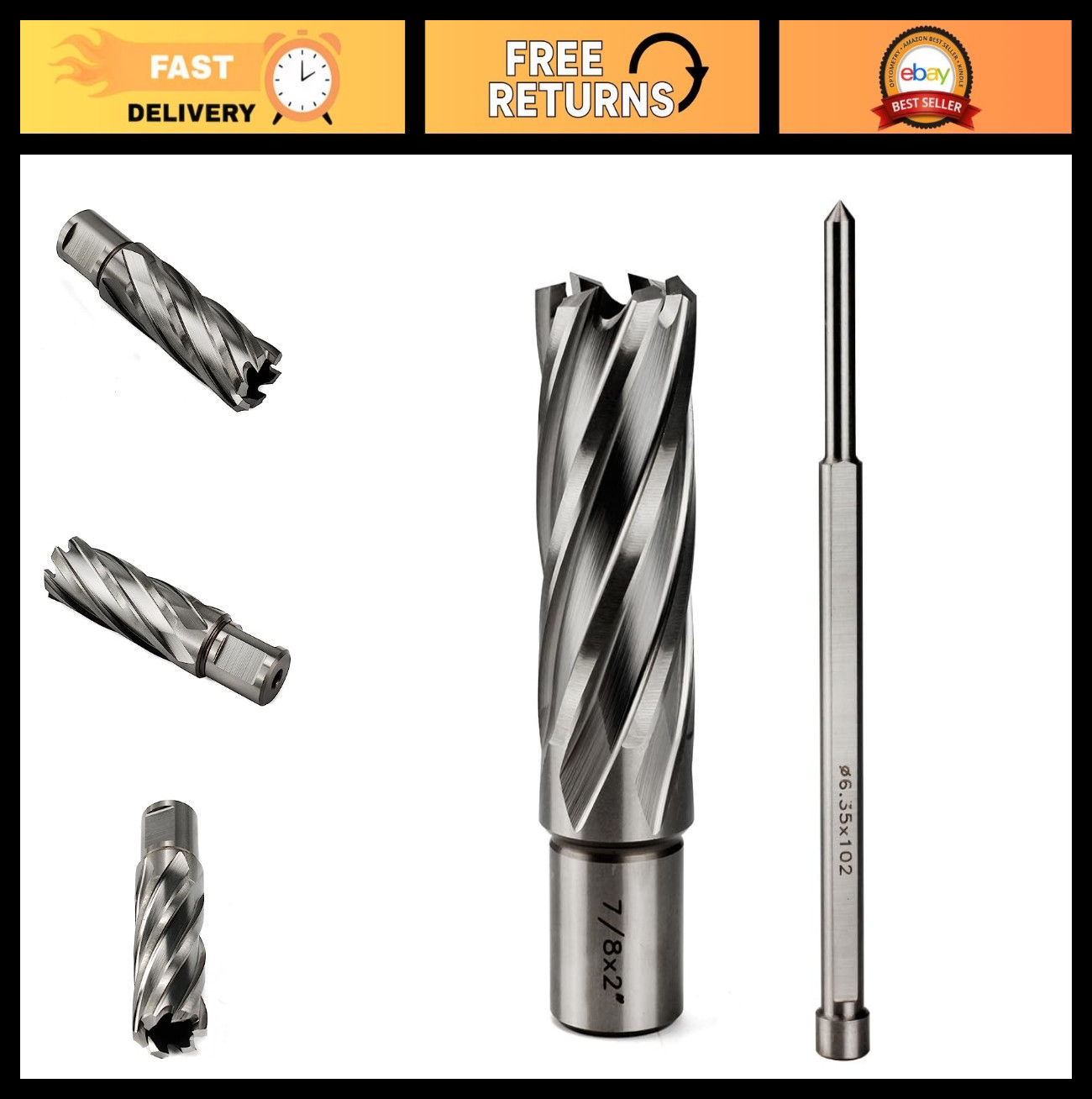 7/8″ x 2″ Annular Cutter – 2″ Depth, 3/4″ Weldon Shank, Mag Drill Bit, Pilot Pin