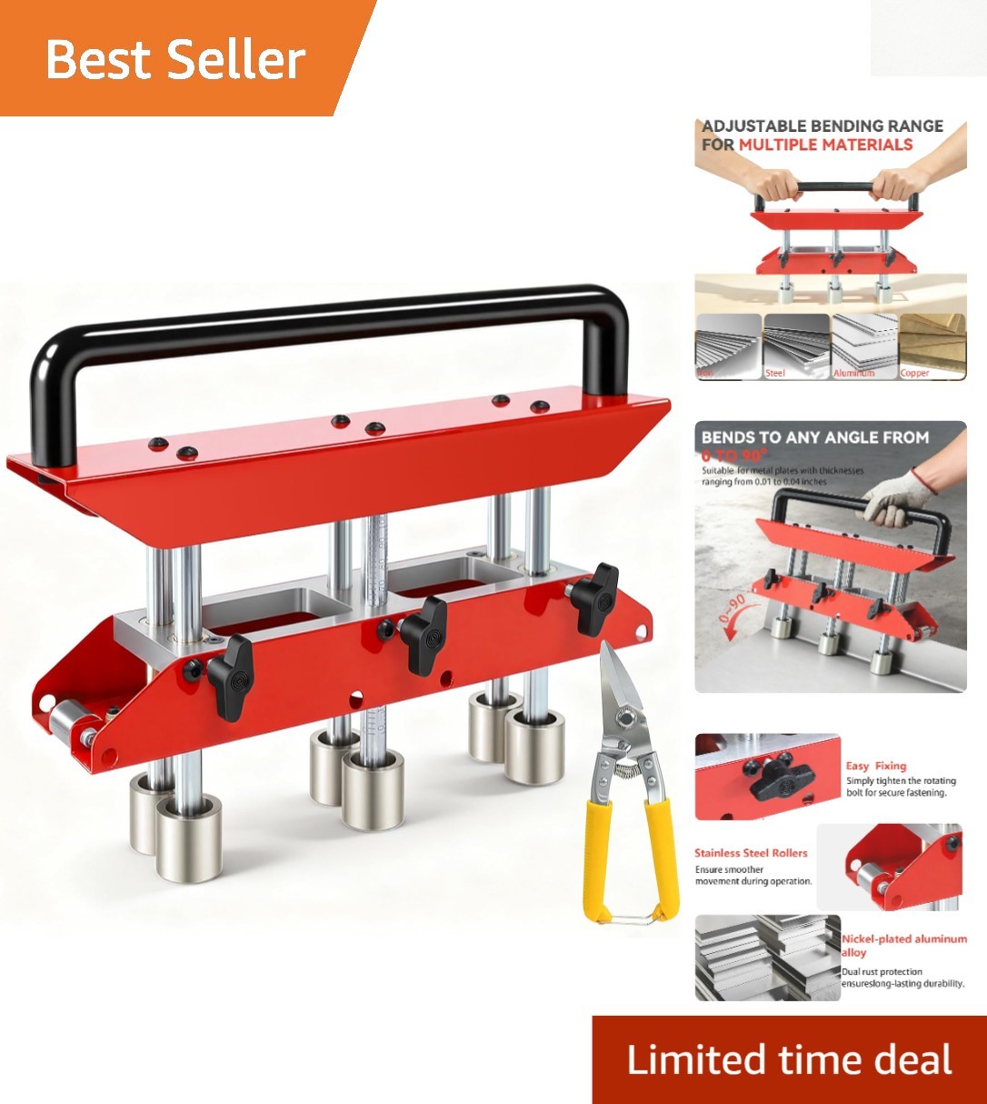Versatile 3-Station Sheet Metal Bender – Bends 0.5”-5” Metal Sheets with Ease