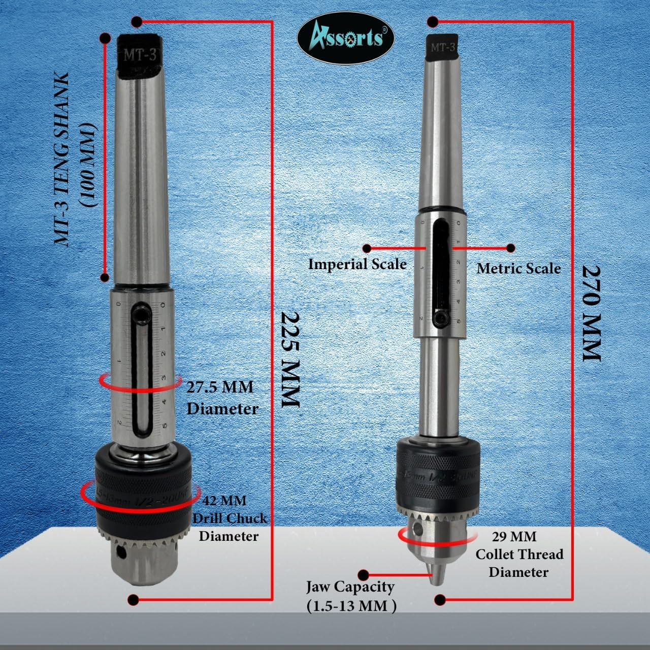 MT3 Tapping & Threading Die Holder Set with Drill Chuck – Imperial Size