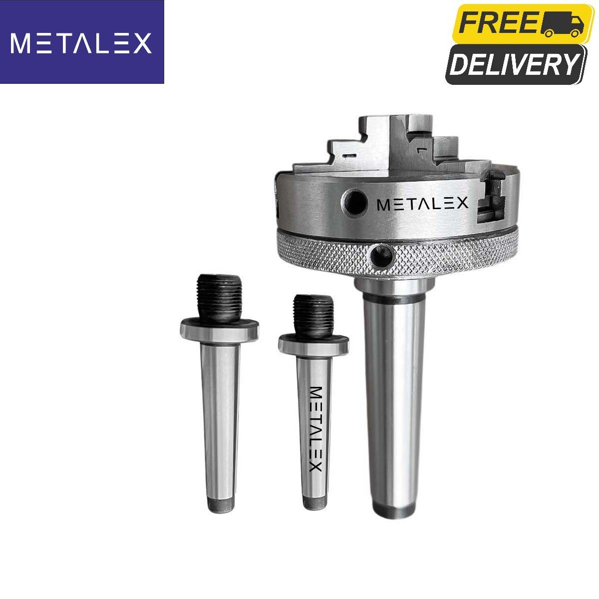 2-1/2″ 3 Jaw Self Centering Mini Small Baby Lathe Chuck Set MT1 MT2 & MT3 Arbors