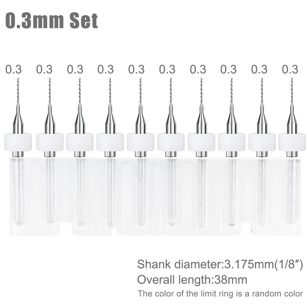 10pcs New Drill Bit Set Carbide PCB Mini CNC Micro Drill Bits 0.1mm-2.0mm