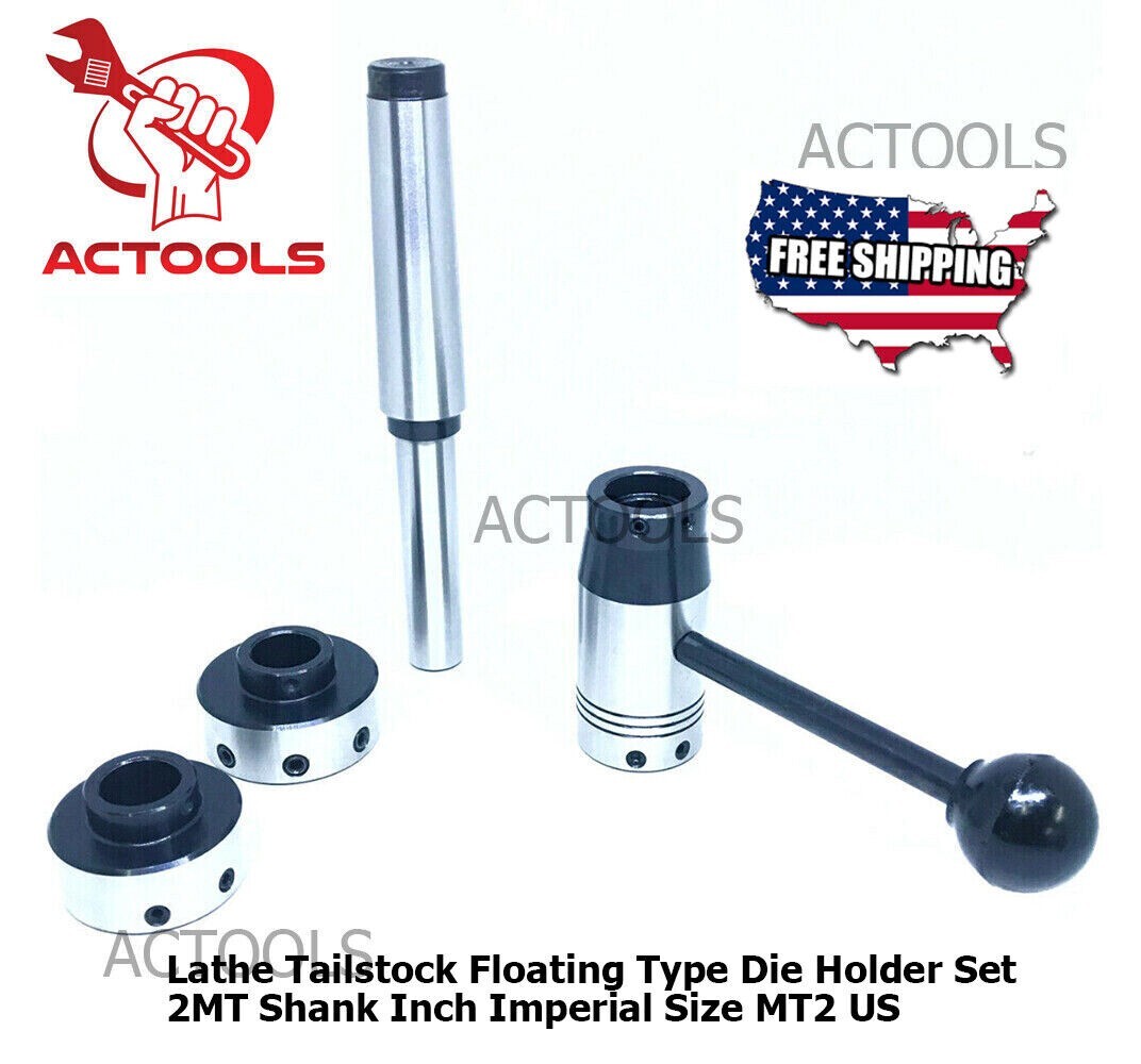 MT2 Lathe Tailstock Floating Type Die Holder Set Shank 2MT Inch Imperial Size