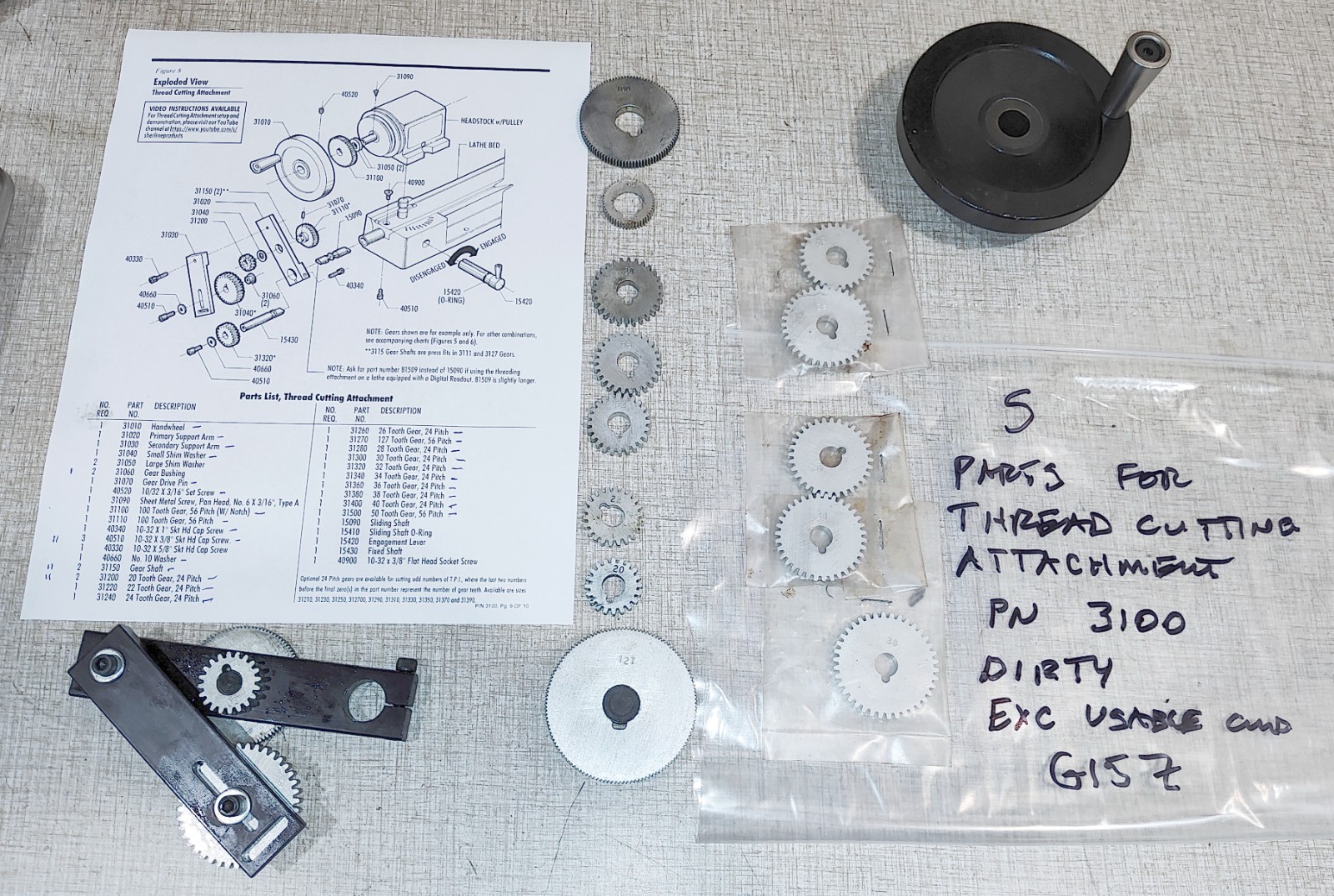 Sherline Lathe Thread Cutting Attachment Parts – Not Complete G15Z