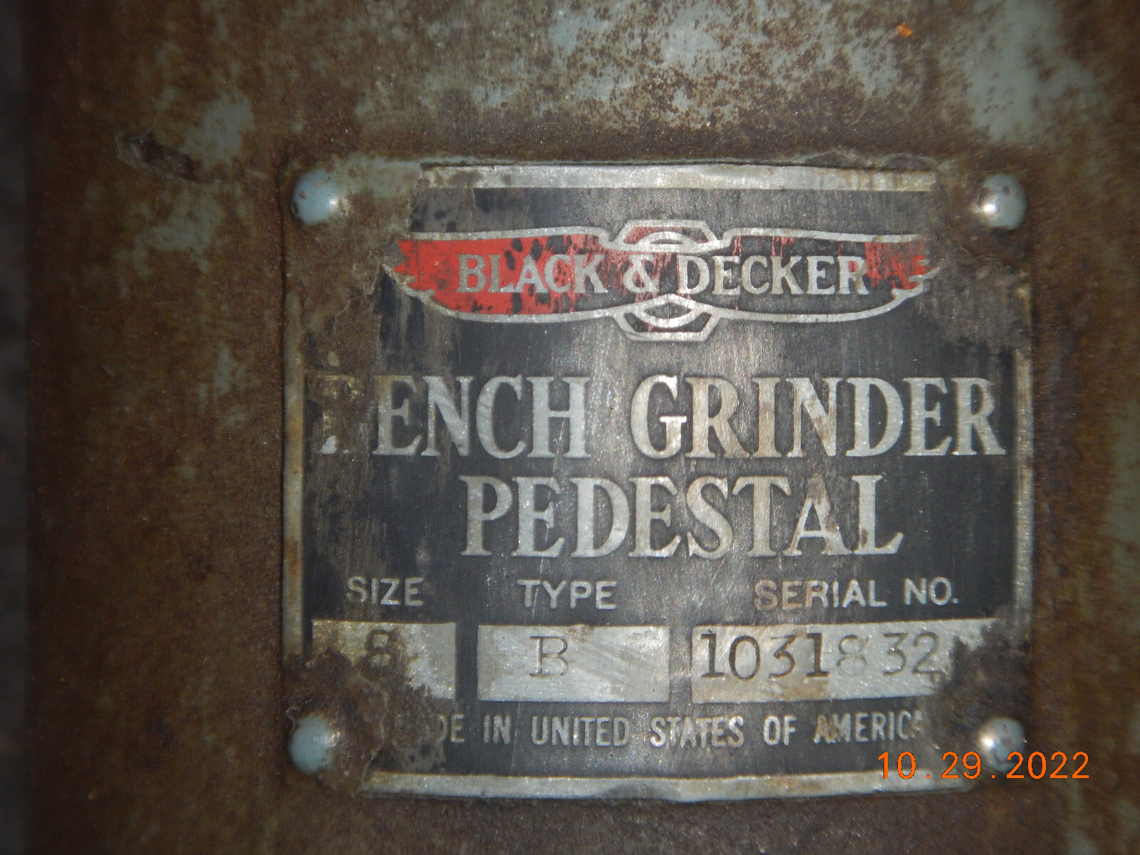 VINTAGE BLACK AND DECKER B&D GRINDER PEDESTAL STAND