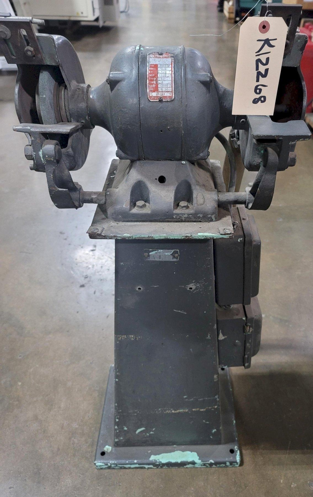 6″ SETCO DOUBLE ENDED PEDESTAL GRINDER, Model 100, Type 4BAS5P, 1/3 HP, 3450 RPM