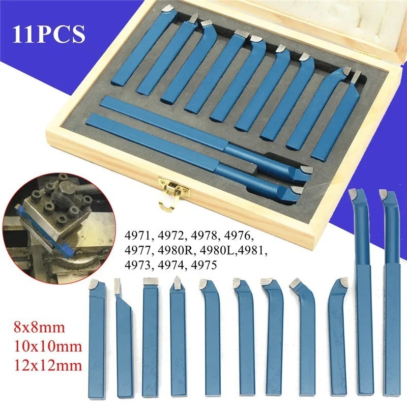 11Pcs P30 Carbide Lathe Tool Set 8/10/12mm Turning Boring Thread Bits Metal Cut