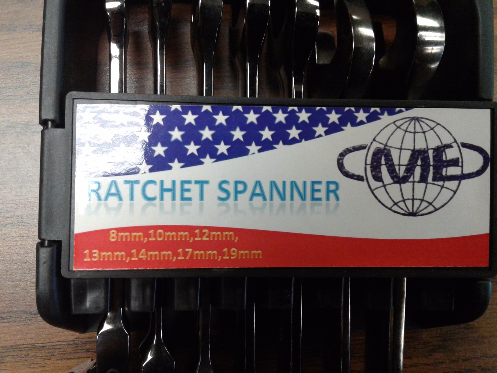7 pcs metric Ratchet Spanner, Ratchet Wrench Set, 8 to 19mm, chromium, RS-MM-7