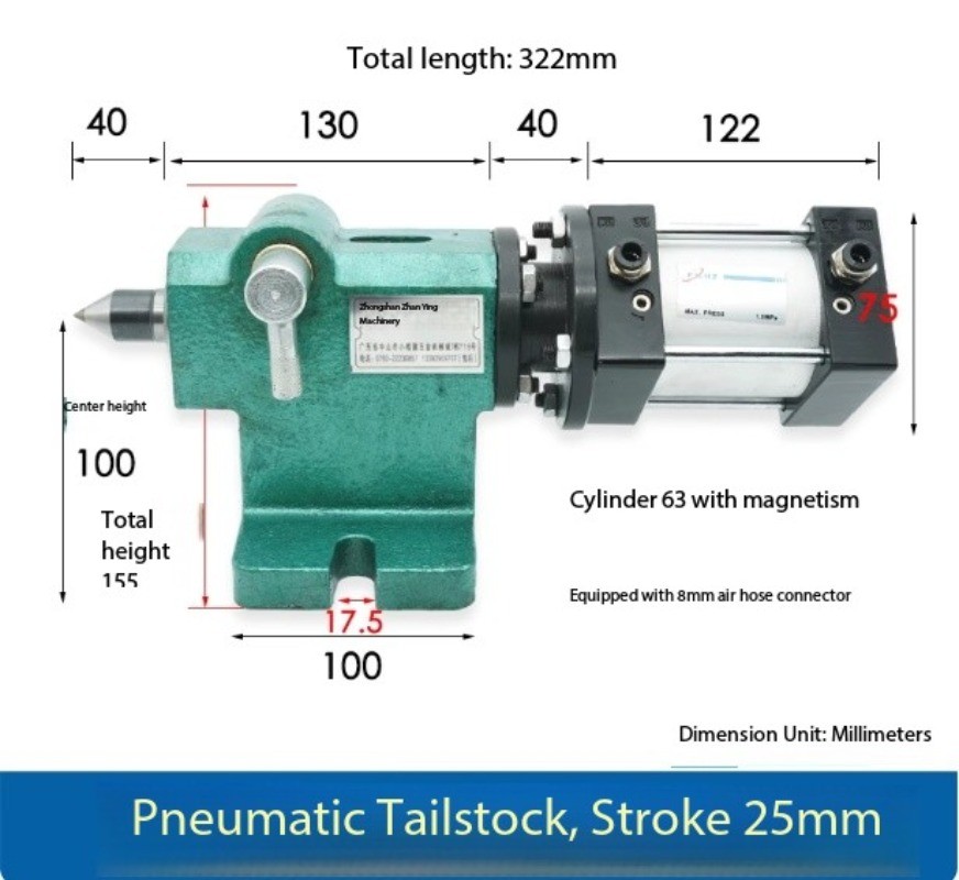 Pneumatic Lathe Tailstock Travel Automatic CNC Hydraulic Cylinder Tailstock