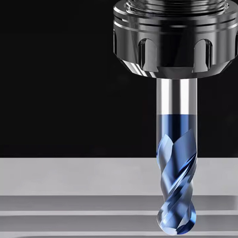 HRC45° 2 Flute Ball Nose End Mill Solid Carbide Milling Cutter Bit TiSiN Coating