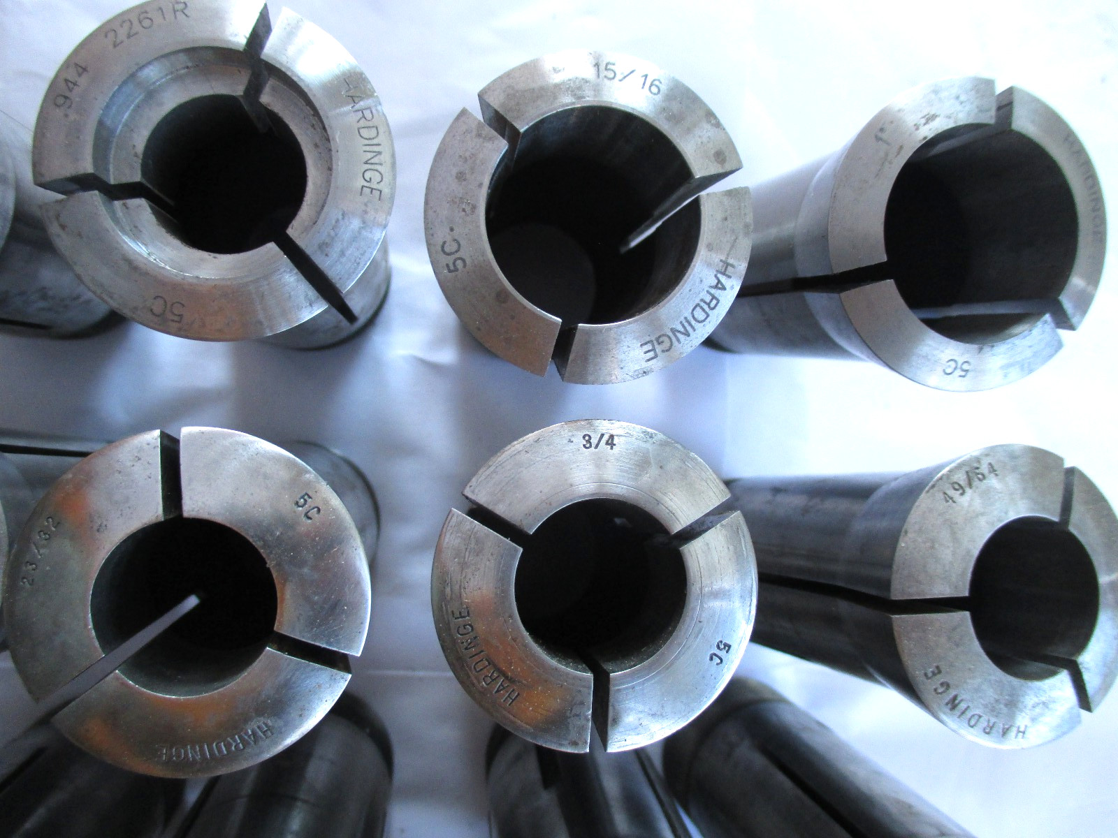 Lot Set of 30 Hardinge 5C Collets. Range Is 3/64 to 1″. Half w/Internal Thread
