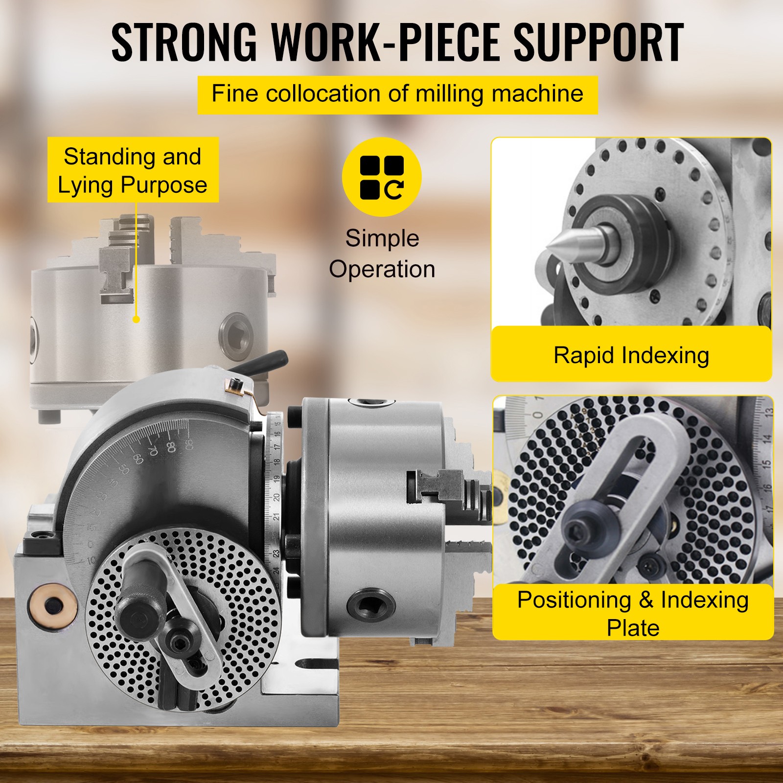 BS-0 Precision Dividing Head With 5″ 3-jaw Chuck STRUCTUAL DURABILITIES NEWEST