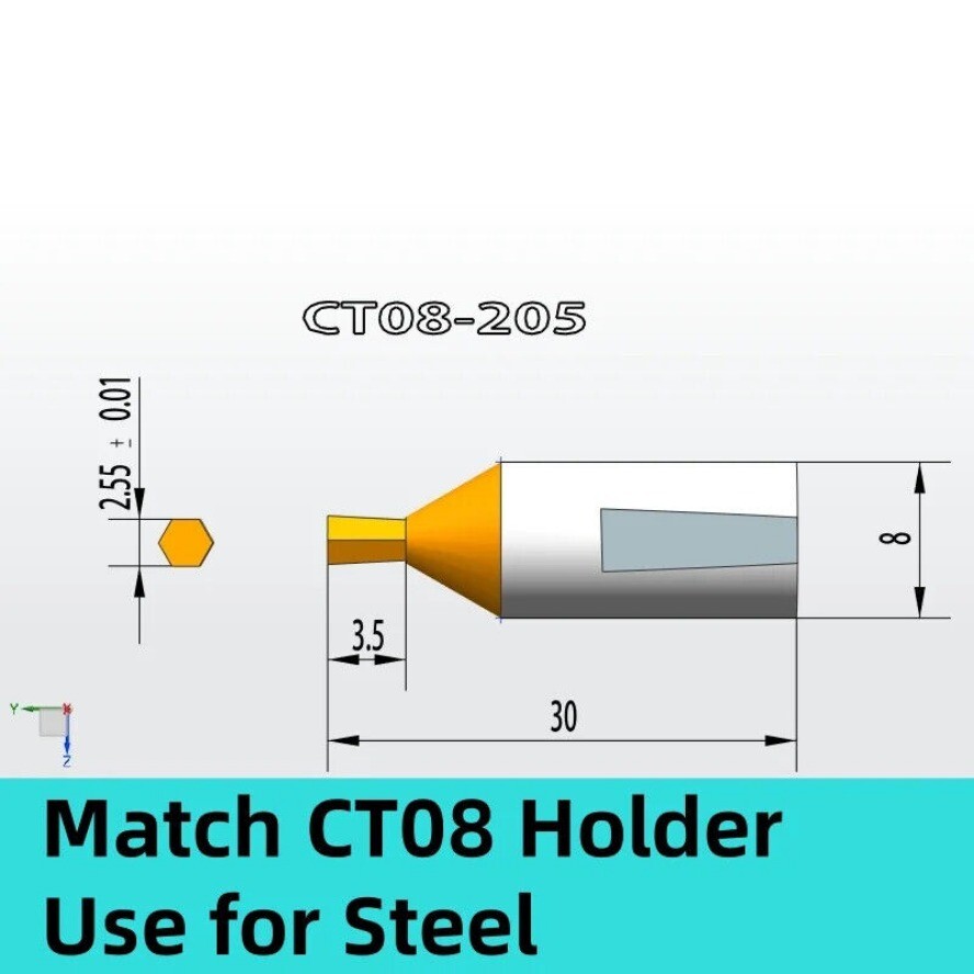 CT08 HSSTin Rotary Broach Punching Cutter Tool 8mm Shank Inner Hexagon for Steel