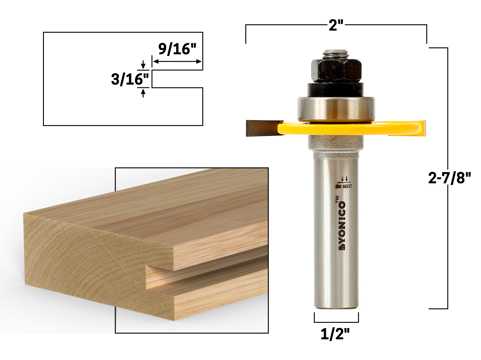 3/16″ Slotting Cutter Router Bit Assembly – 1/2″ Shank – Yonico 12105