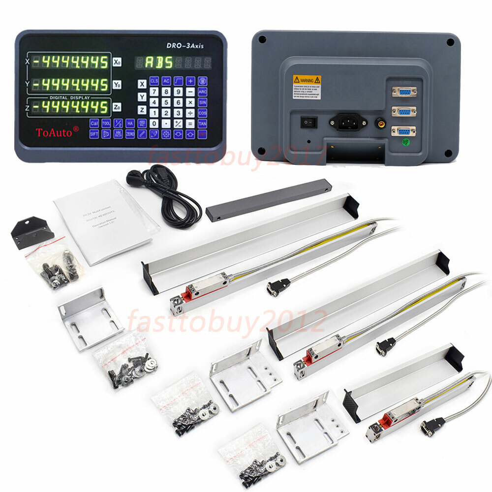 150mm+200mm+300mm Linear Scales 3 Axis DRO Digital Readout Kit for Mill Lathe US