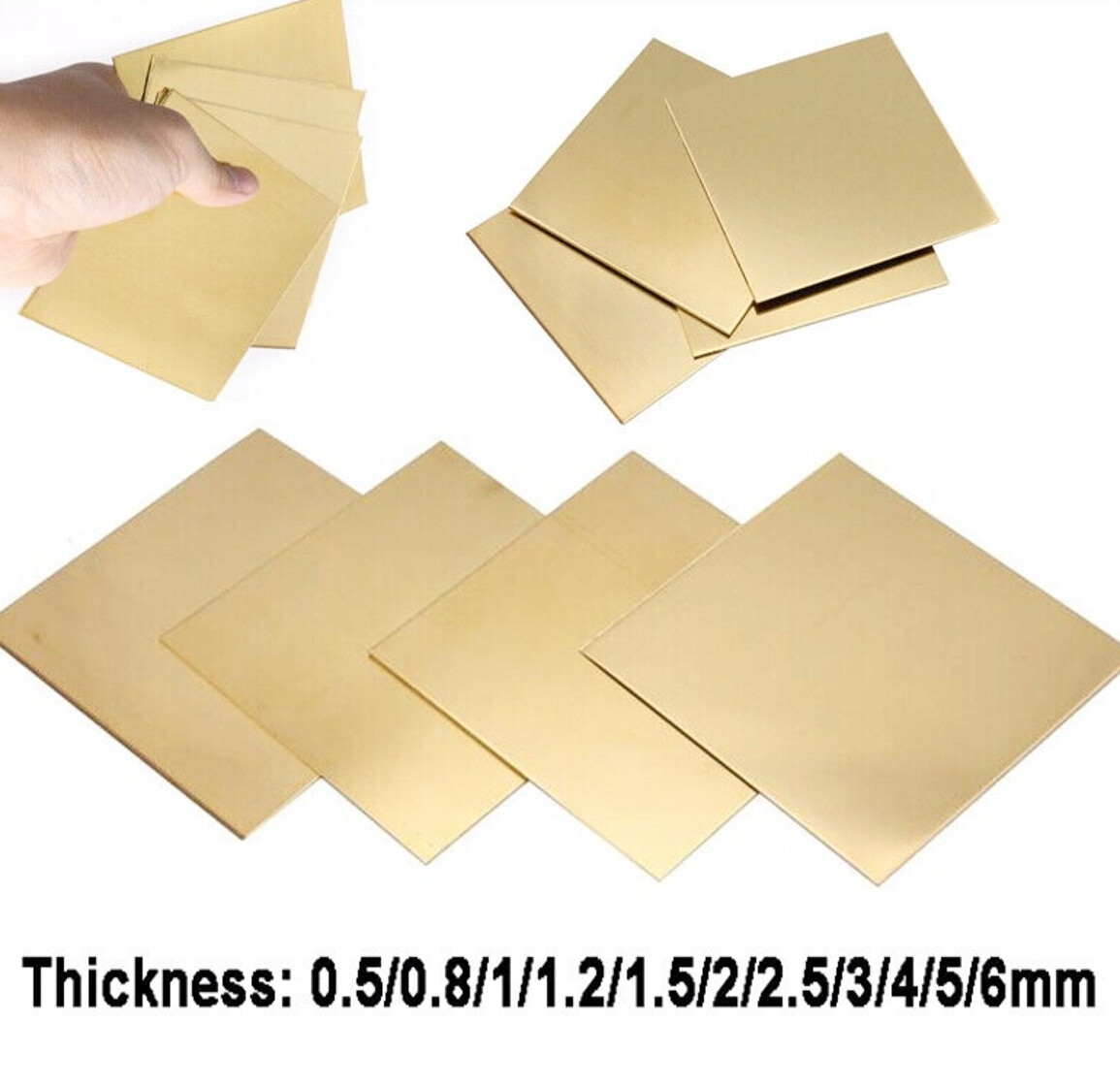 Brass Sheet Plate Block 0.5/0.8/1/1.2/1.5/2/2.5/3/4/5/6mm Thick DIY Model Making