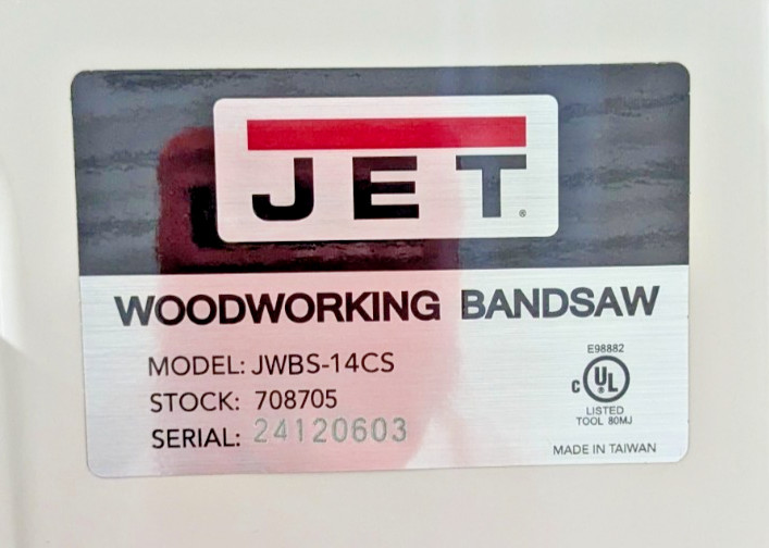 JET JWBS-14CS 14" Vertical Bandsaw 6" Height Capacity 115/230V 1HP