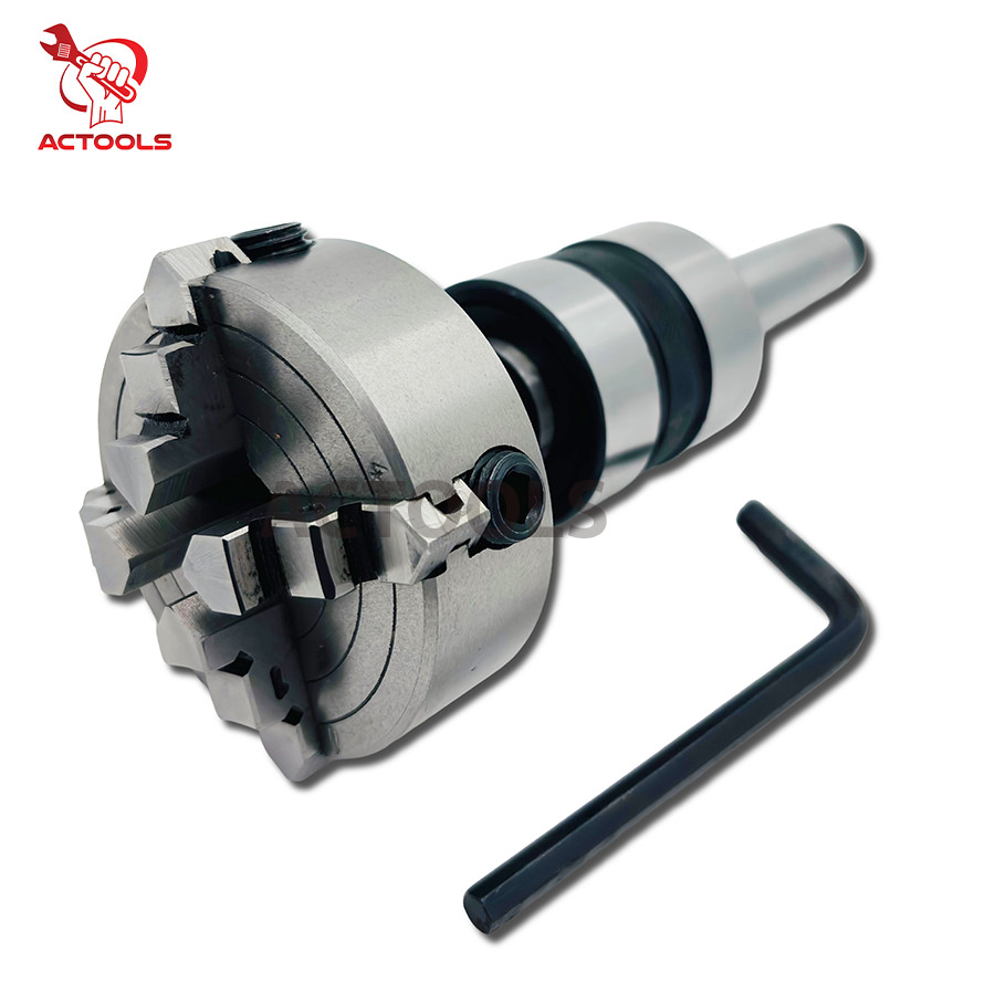 4 Jaw Inependent Lathe Chuck 2-3/4″ 70mm M14X1 MT2 Shank Revolving Center 2MT