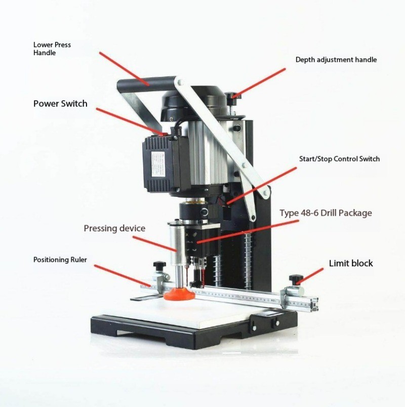 220V Portable Hinge Drill Hole Machine Woodworking Drill Boring Machine New