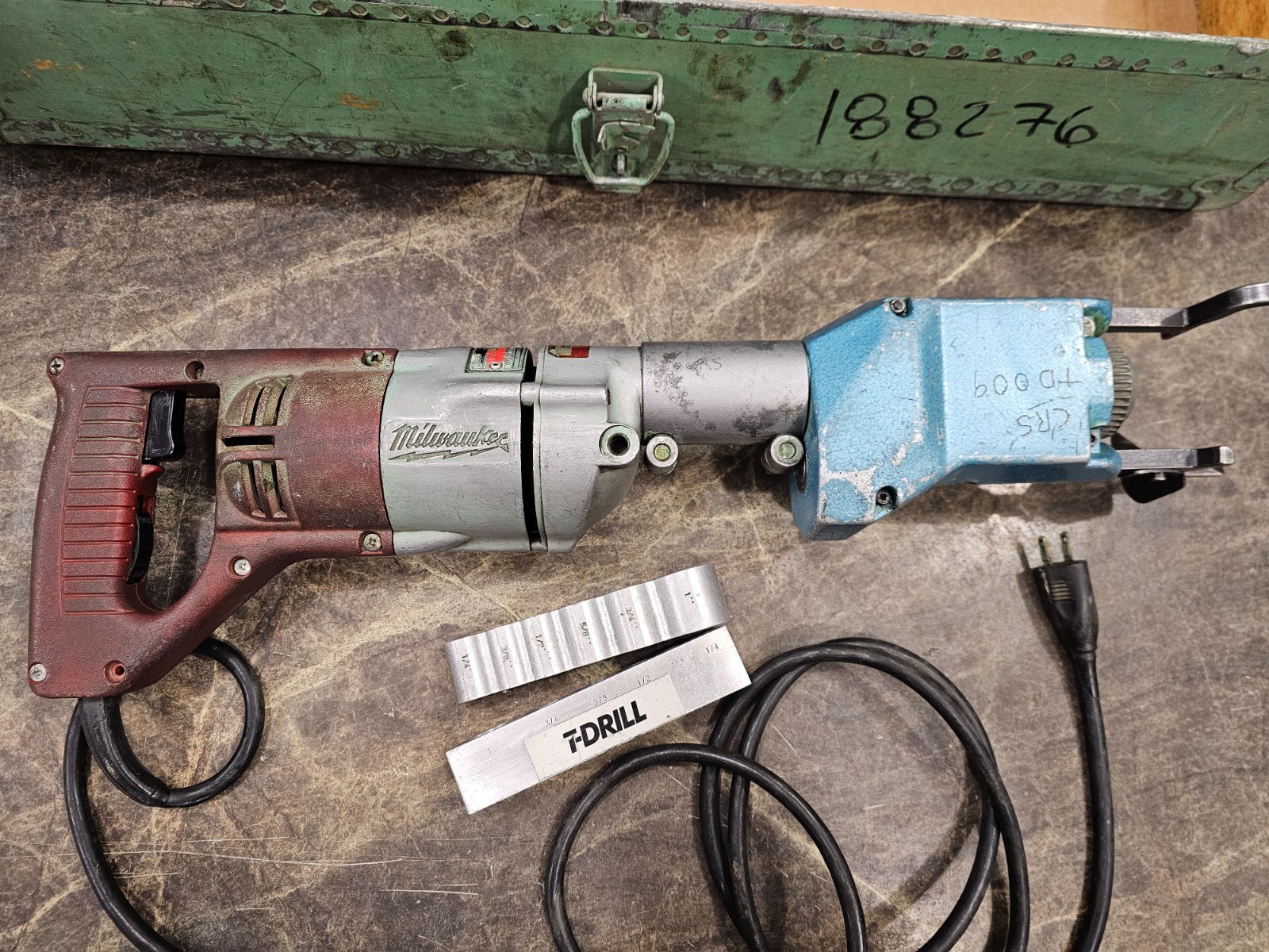 T-Drill T-50 Corded Copper Pipe Notcher Forming kit With 7 Bits GUC -Milwaukee