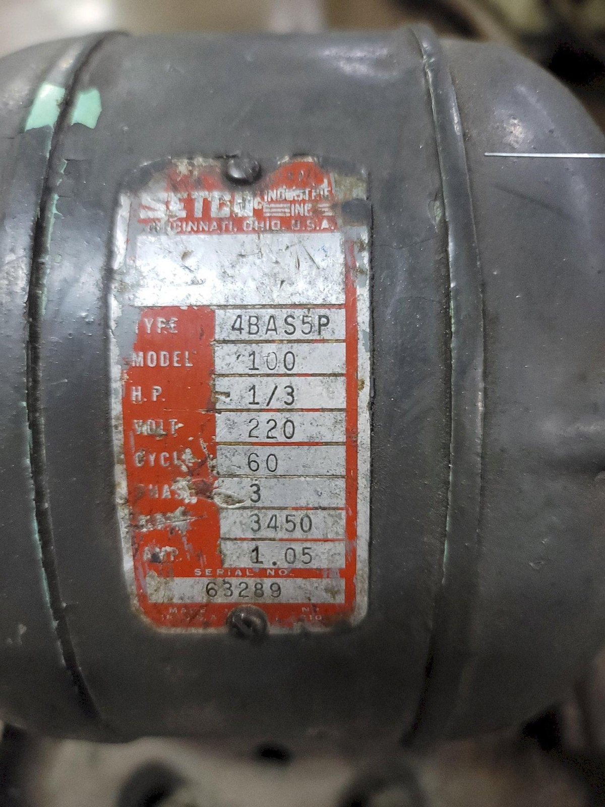 6″ SETCO DOUBLE ENDED PEDESTAL GRINDER, Model 100, Type 4BAS5P, 1/3 HP, 3450 RPM