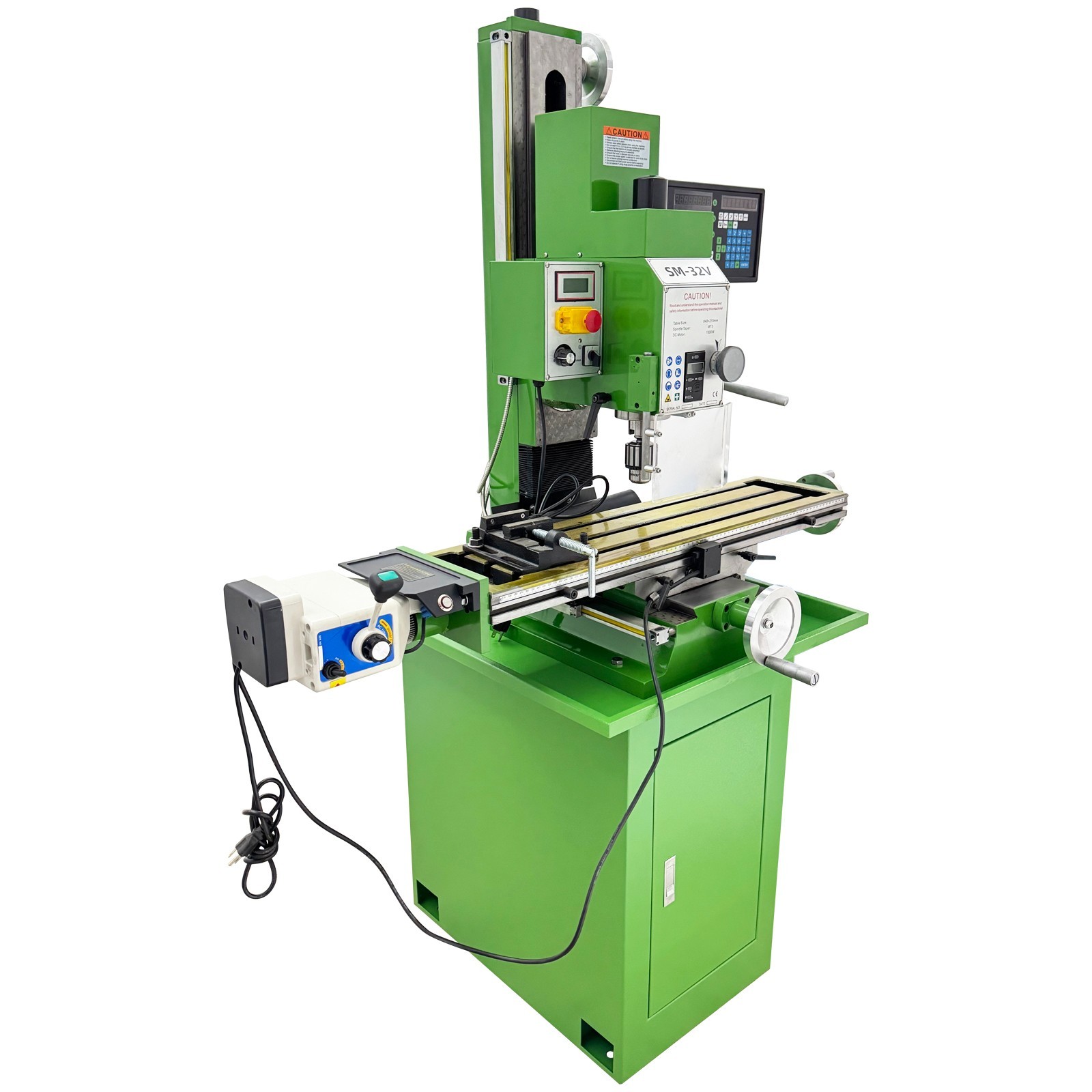 Heavy-Duty Cast Iron Milling Machine SM32V 110V 1.5KW Brushless R8 Taper 3-Axis