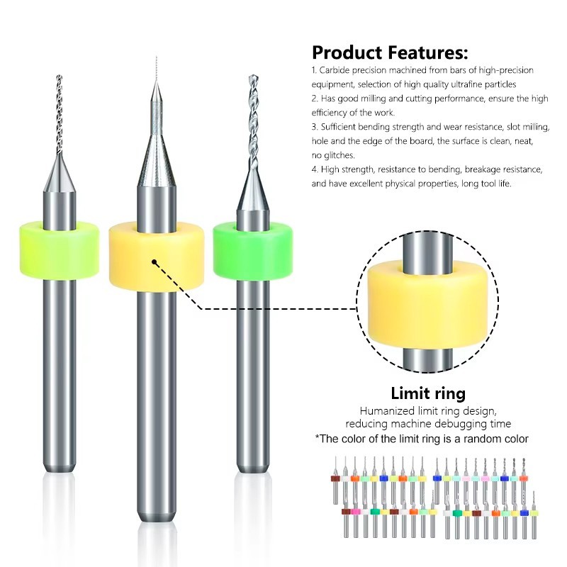 10pcs New Drill Bit Set Carbide PCB Mini CNC Micro Drill Bits 0.1mm-2.0mm