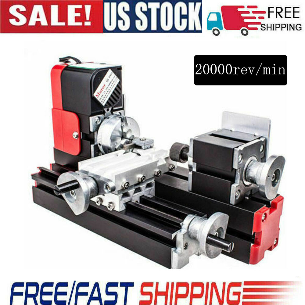 Multifunction Metal Motorized Mini Lathe Machine Miniature DIY Set 20000rev/min