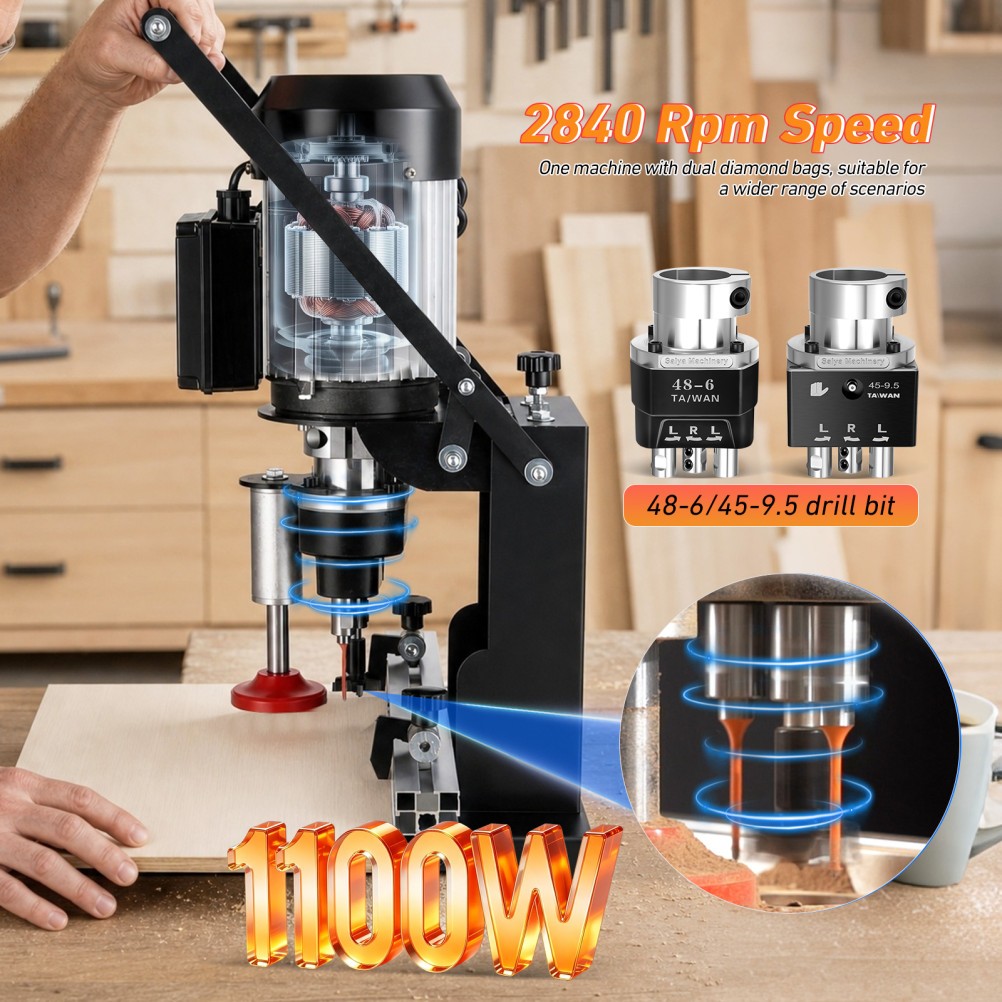 TOYANDONA 45-9.5mm&48-6mm Manual Hinge Drilling Machine Woodworking Boring 1100W