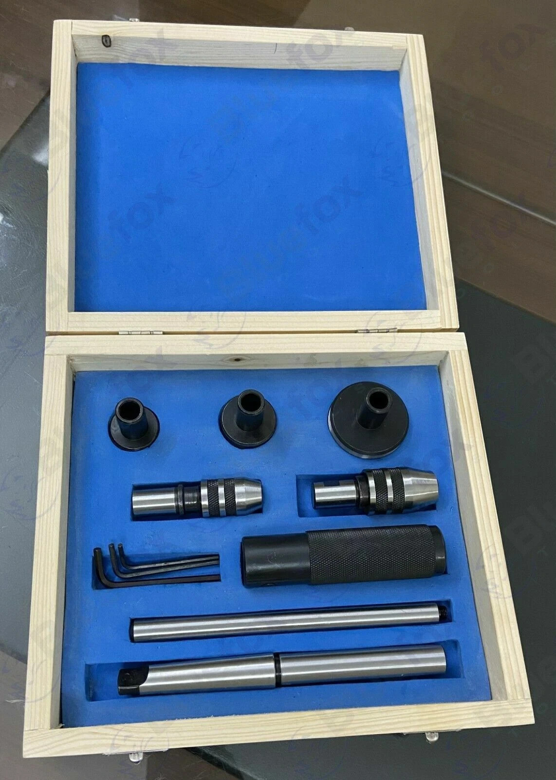 Lathe Tailstock Tap & Die Holder MT3 Shank Threading Tapping Set Wooden Box