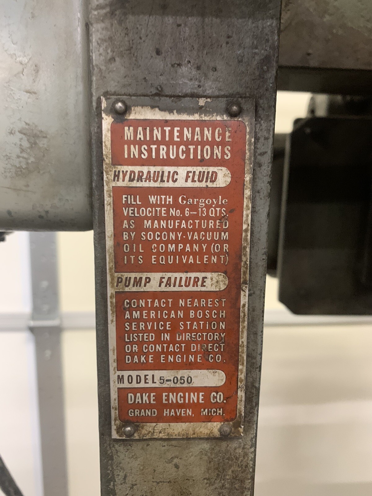 Dake 50 Ton H-Frame Press Model 5-050 Elec/ HYD 2 HP Pump Movable Head 3 PH