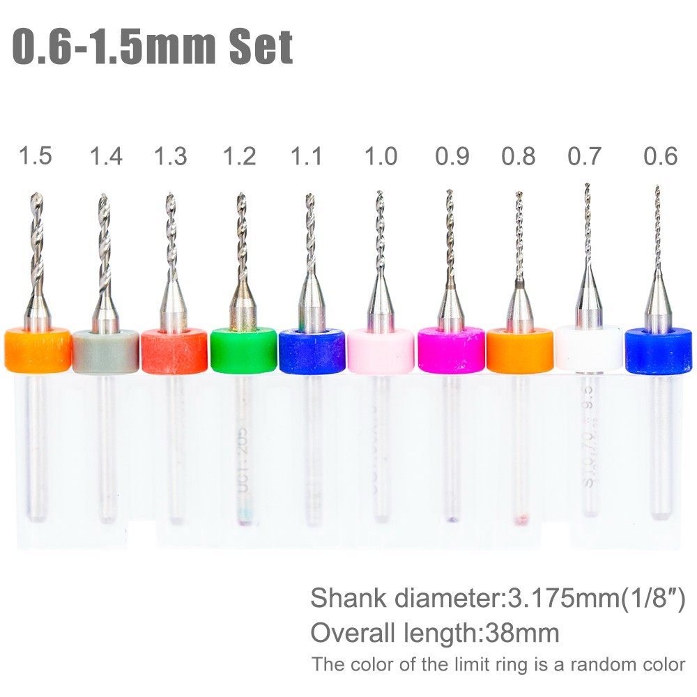 10pcs New Drill Bit Set Carbide PCB Mini CNC Micro Drill Bits 0.1mm-2.0mm