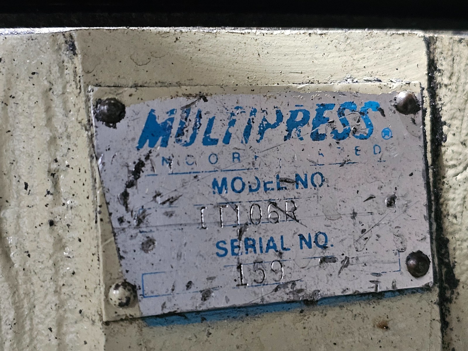 Multipress Incorporated Model I106R – 8 Ton Hydraulic Rotary Multipress, 230V