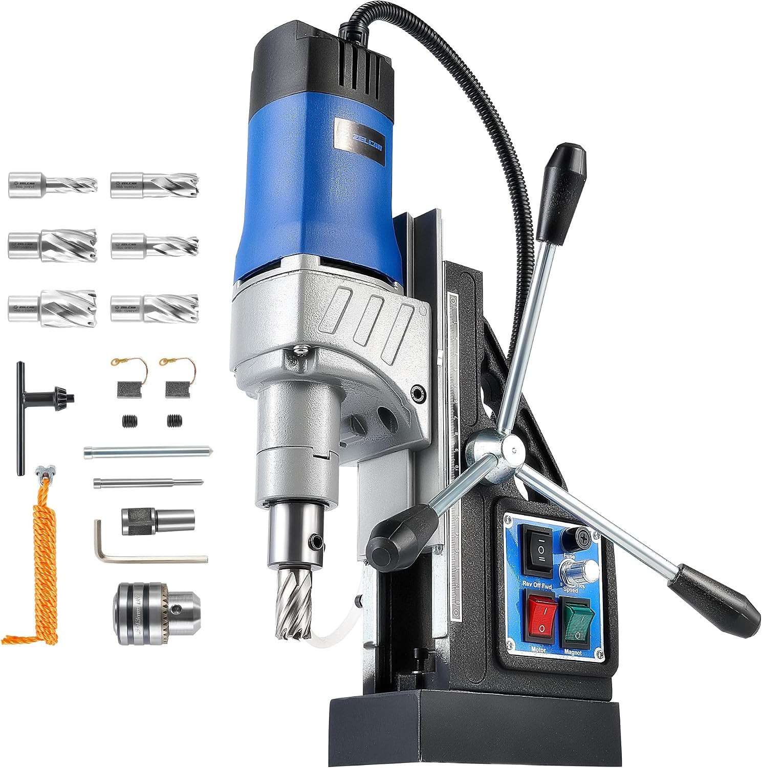Mag Drill Press with 6 Drill Bits, 1550W Portable Magnetic Press with 2″ Boring