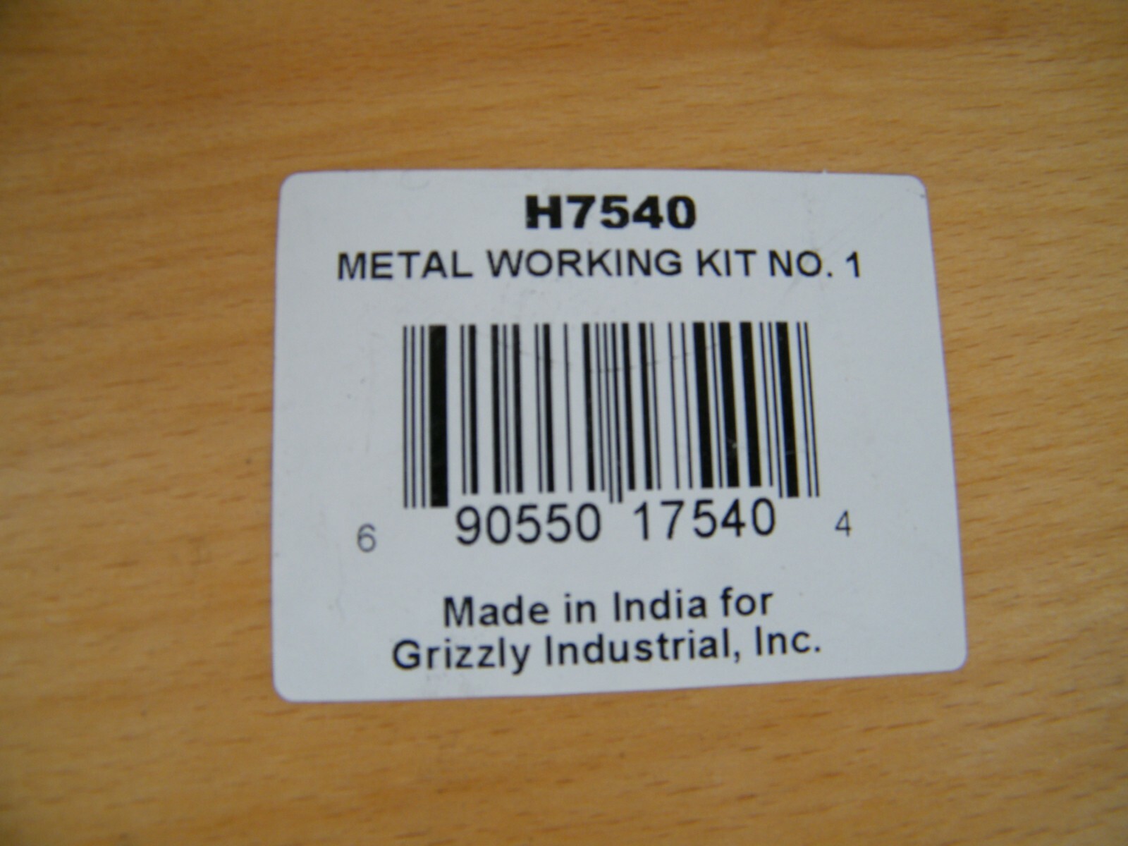 GRIZZLY H7540 METAL WORKING KIT NO. 1, NEW