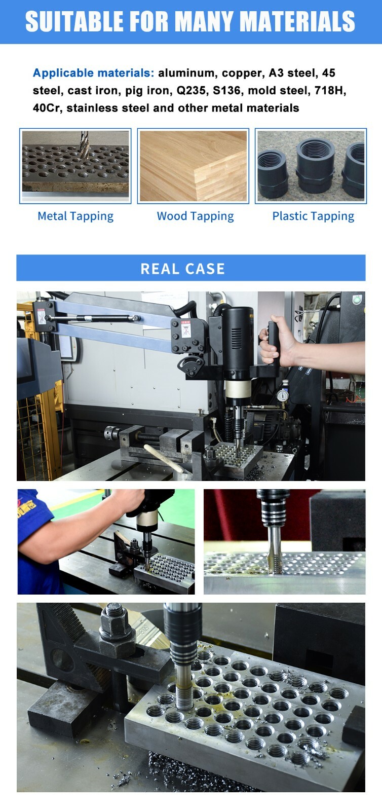 US Stock Electric Tapping Arm M4-M20 for Stainless Steel 360° High Speed Tapping