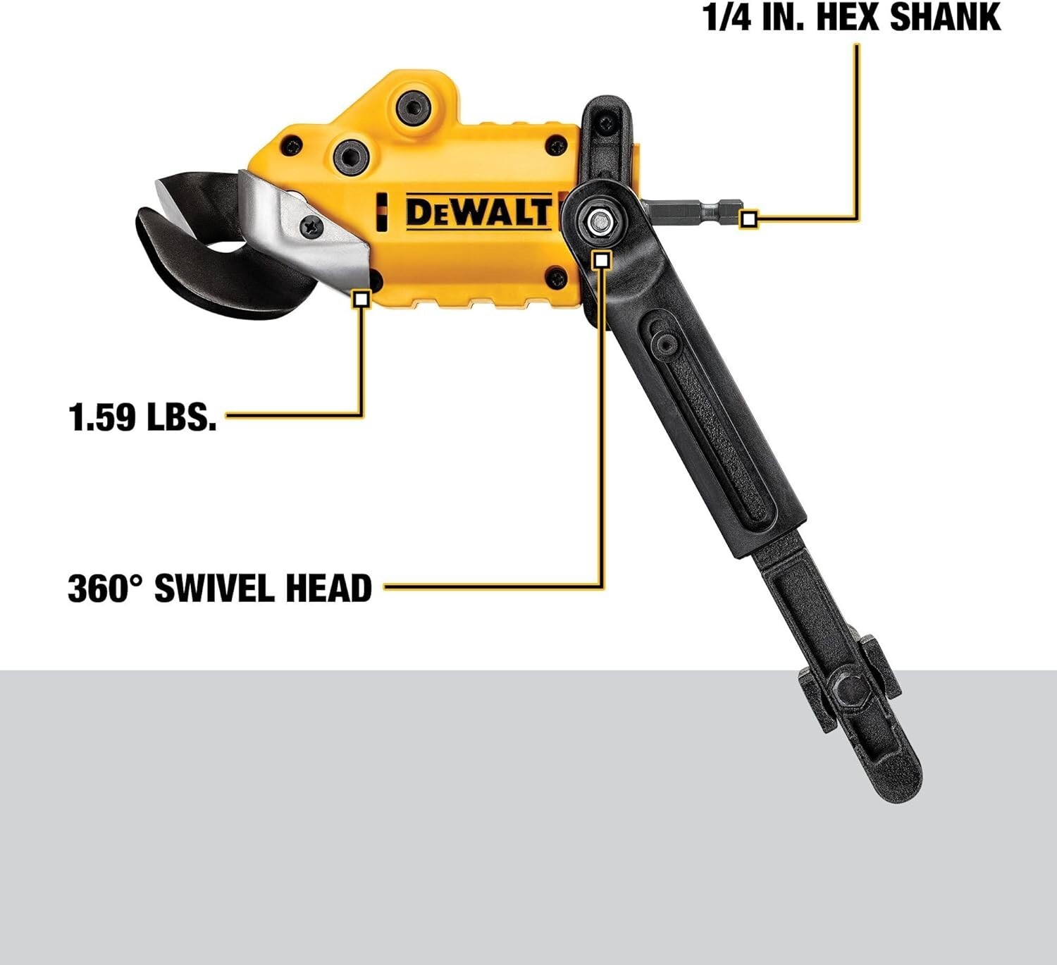 Metal Shear/Cutter Drill Attachment,360 Degree Pivoting Head, Cuts 18GA Material