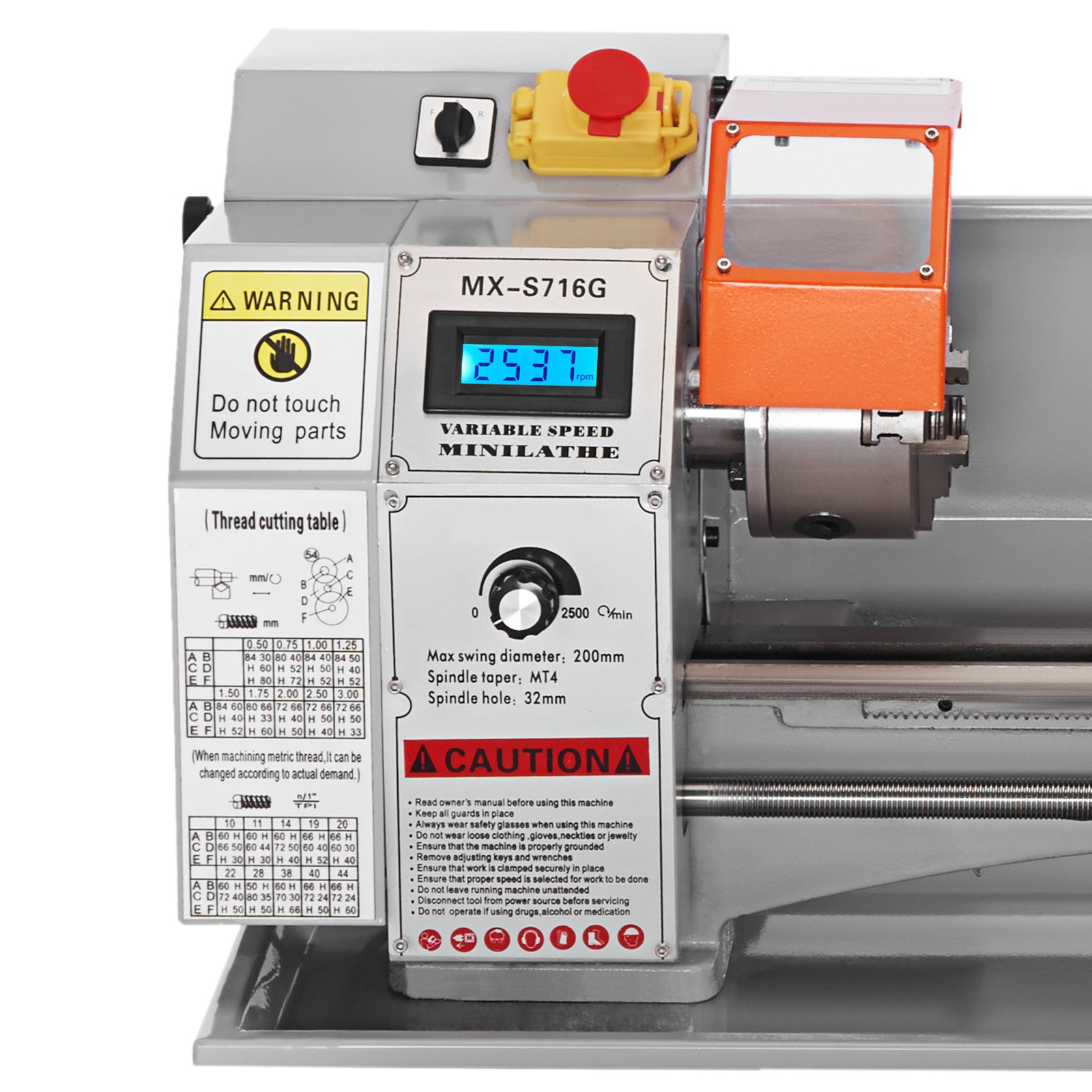 Mini Metal Lathe,7”x16”,800W Precision Benchtop Power Metal Lathe,150-2500 RPM