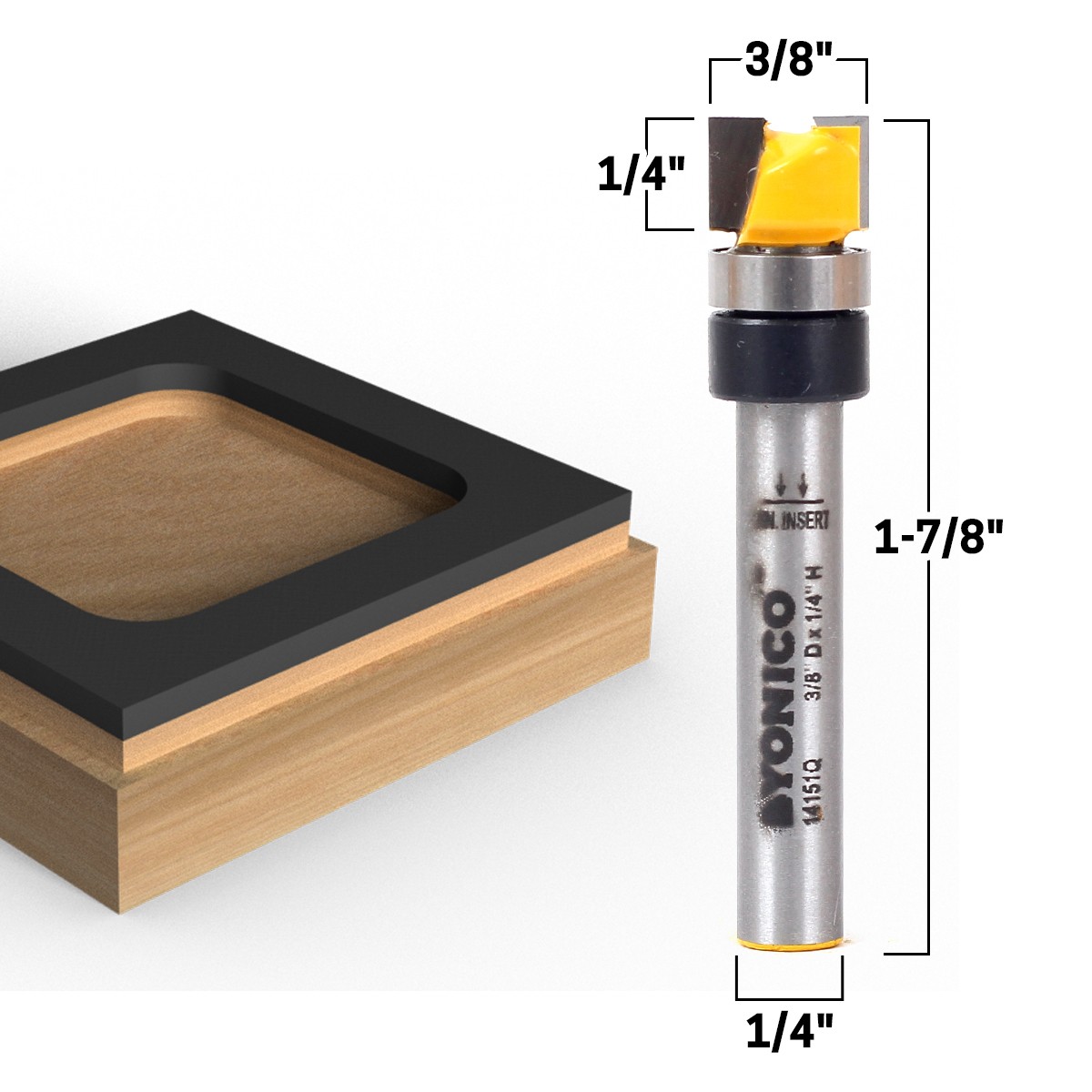 2 Bit 3/8″ Diameter Flush Trim Router Bit Set – 1/4″ Shank – Yonico 14221q