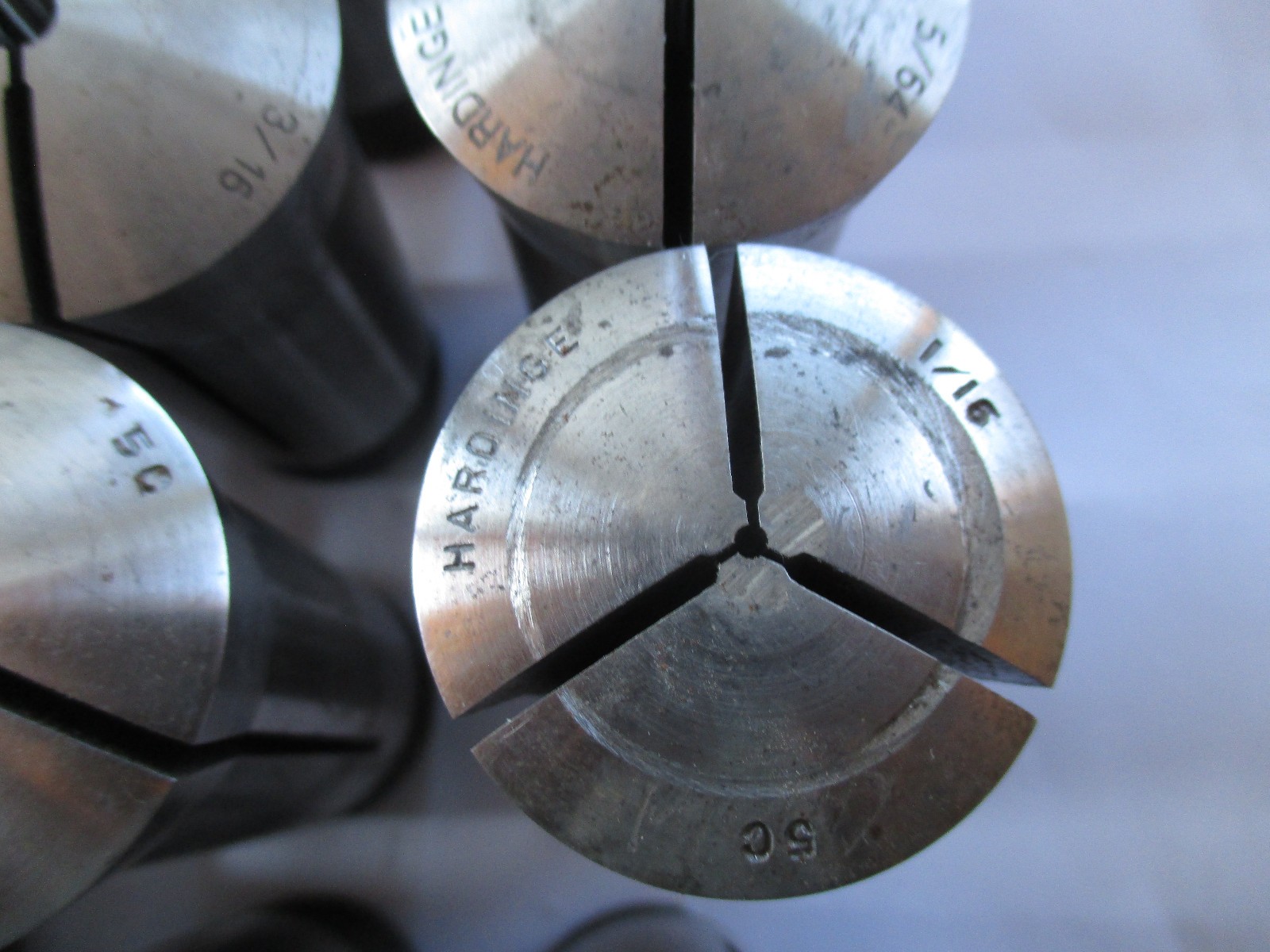 Lot Set of 30 Hardinge 5C Collets. Range Is 3/64 to 1″. Half w/Internal Thread