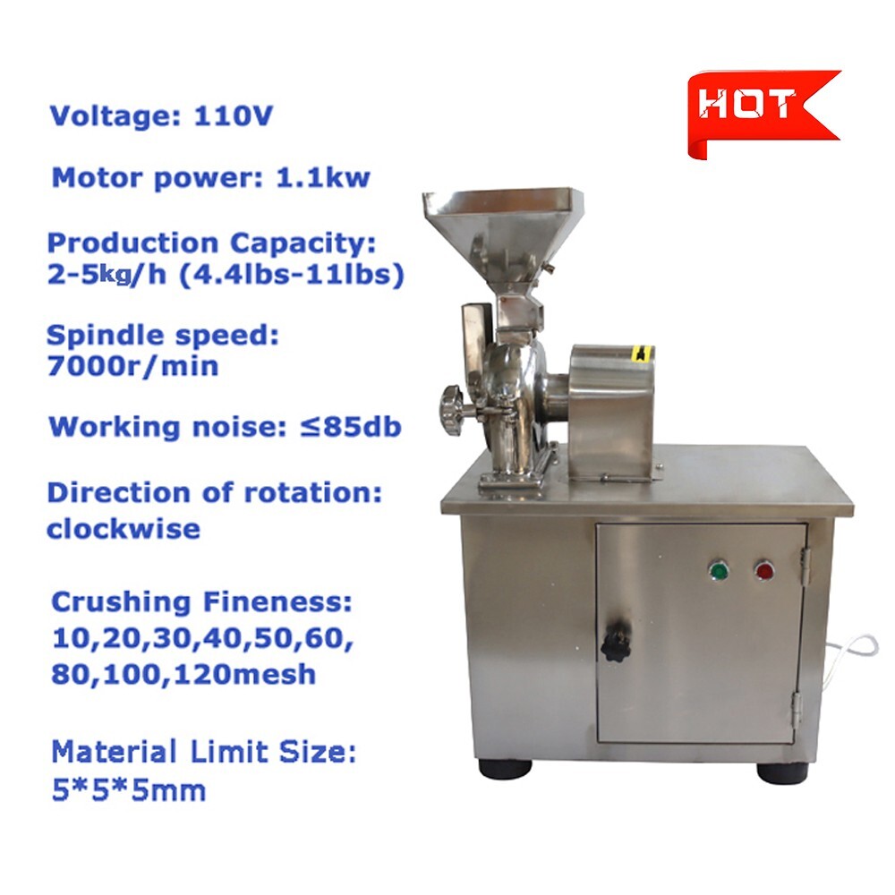 110V Hammer Universal Mill Pulverizer Chemical Grain Medcine Grinder Machine