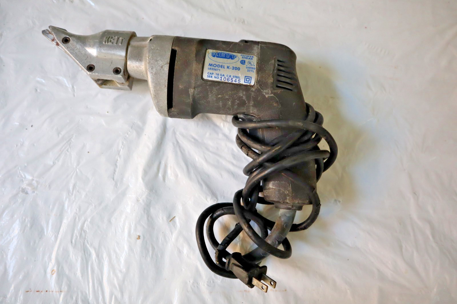 Kett Power Shear Model K-200 LR35671 Cuts 18 GA. C.R. Steel