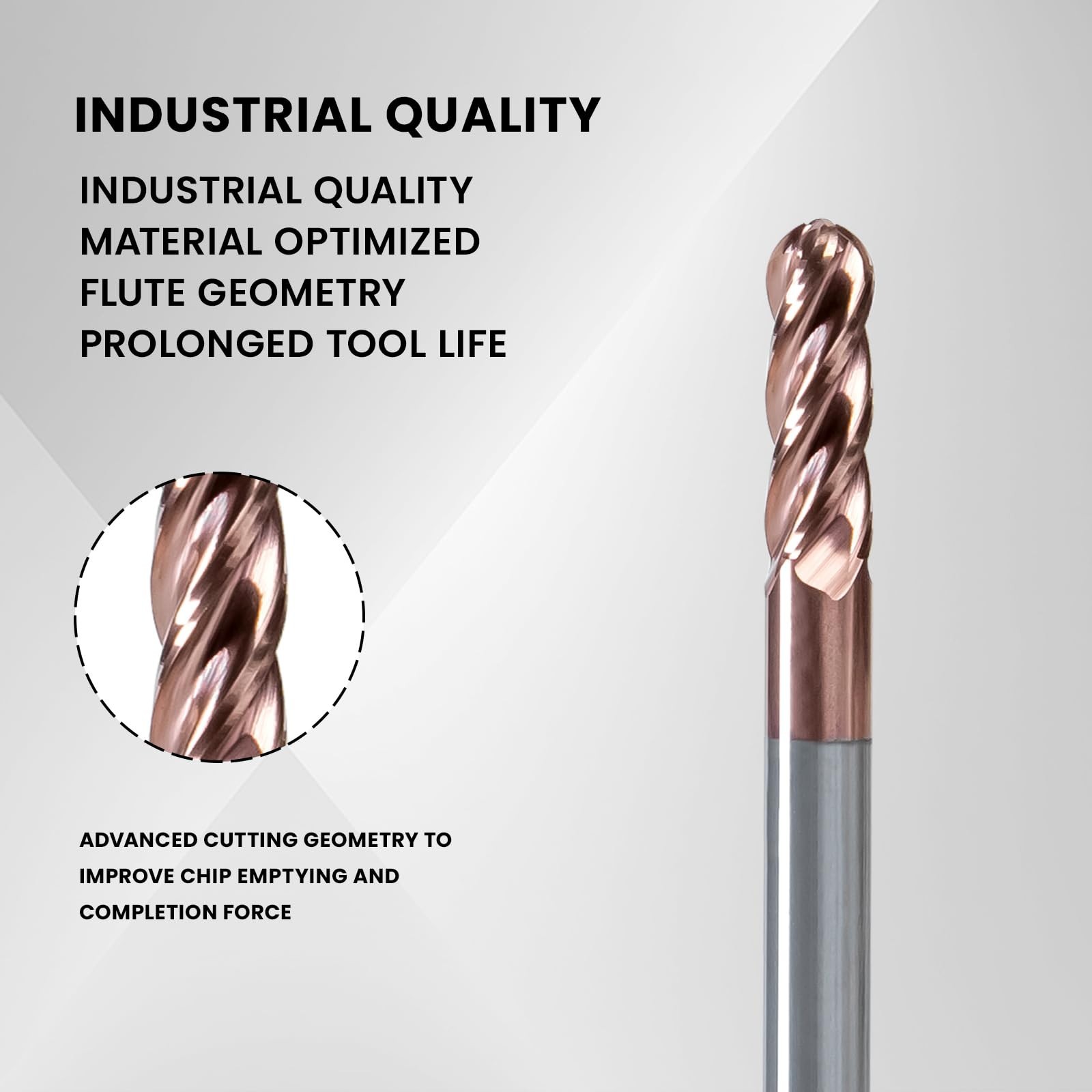NZ 4 Flute 1/8″ Ball Nose End Mill with TiSiN Coating, Milling Cutter HRC55 f…
