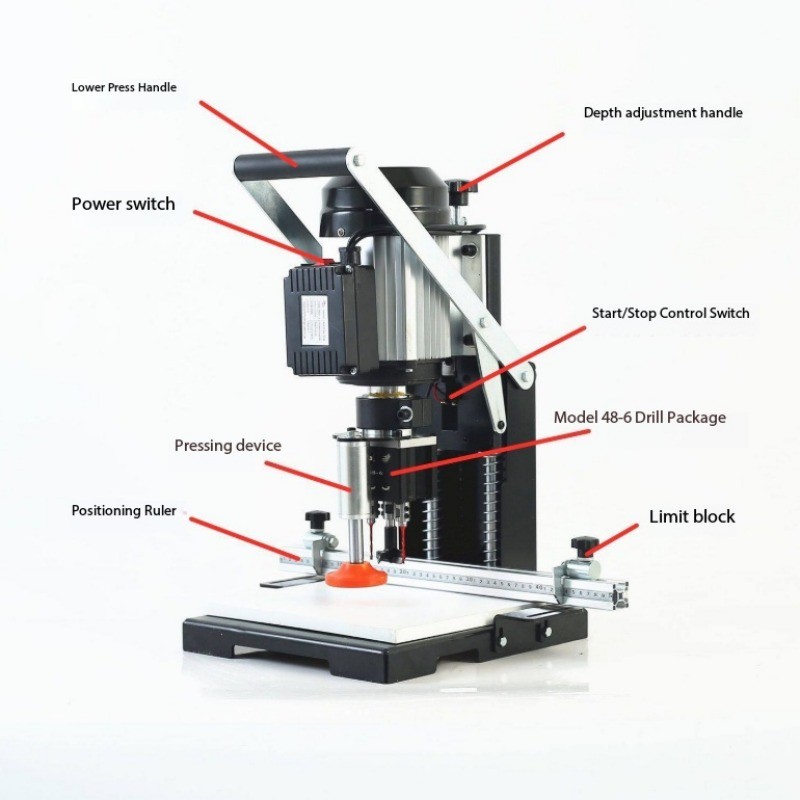 220V Portable Hinge Drill Hole Machine Woodworking Drill Boring Machine New