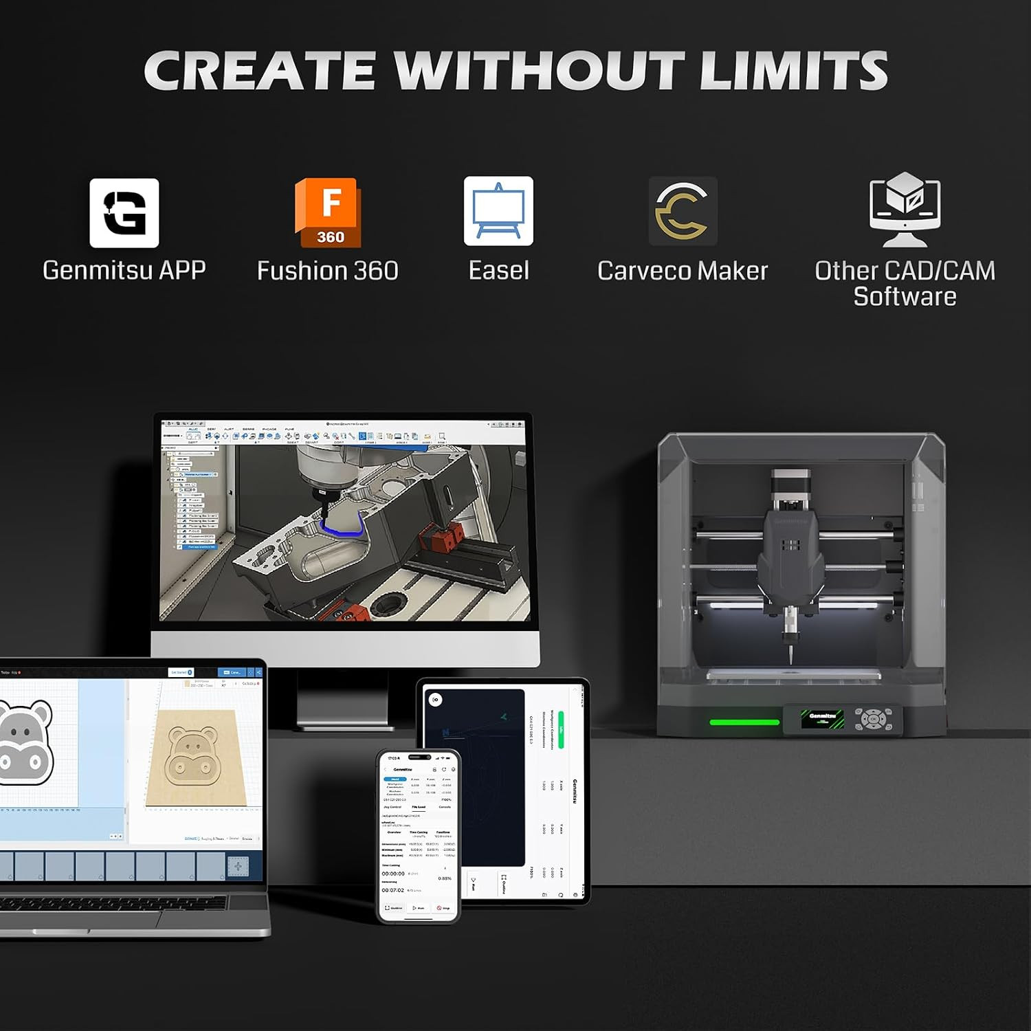 Cubiko CNC Router Machine with Enclosure, PCB Milling Machine, Smart Desktop CNC