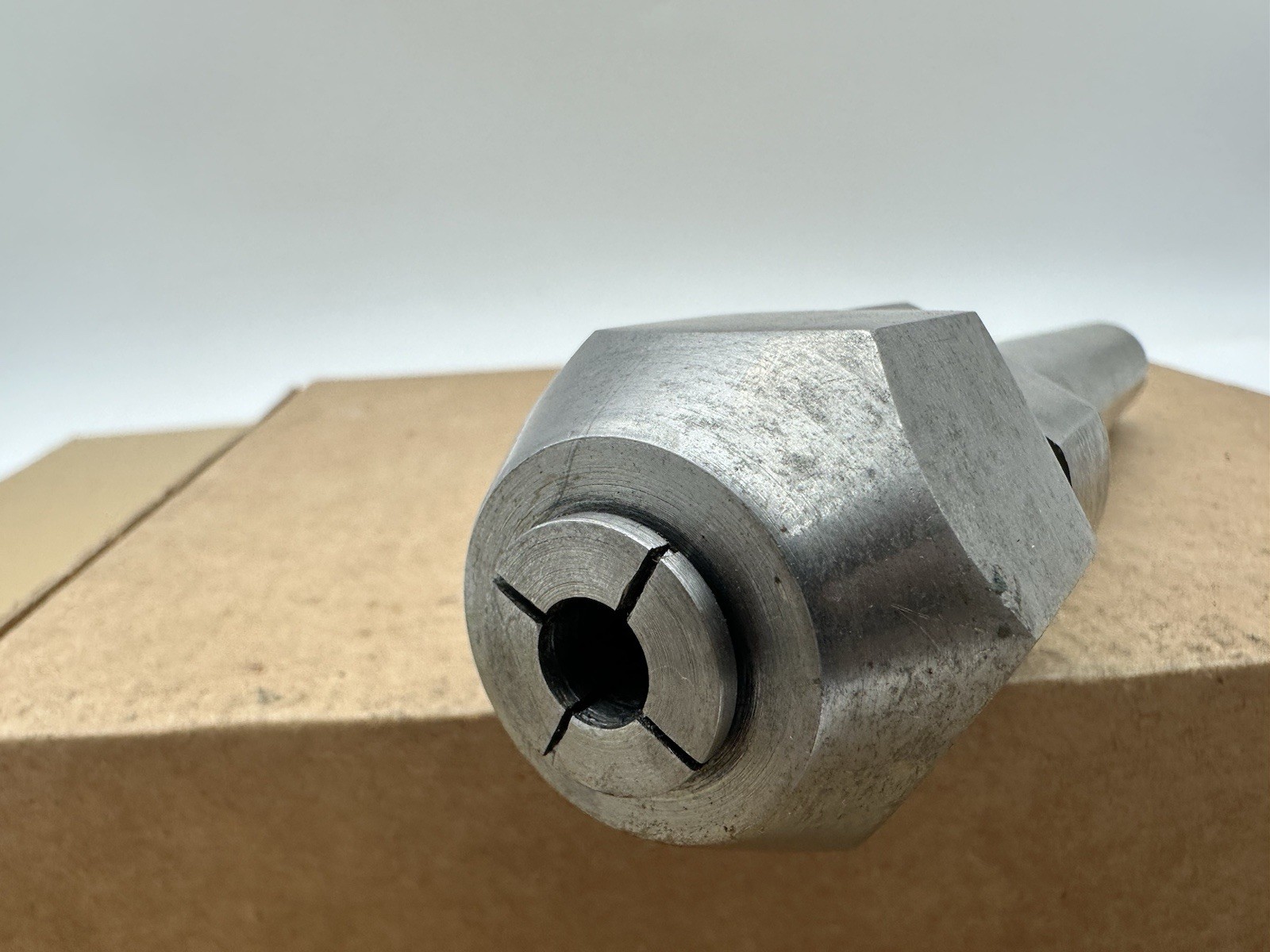 VINTAGE LATHE COLLET CHUCK TOOL HOLDER SCREW TOP SHANK Machine Steel Morse Taper